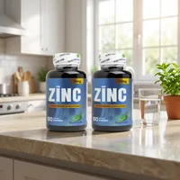 Combo de gomitas de zinc en la cocina de una casa, junto a un vaso de agua