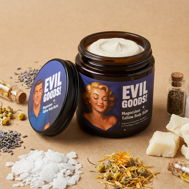 Crema de magnesio con sus ingredientes naturales alrededor