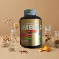 Gomitas de omega 3 con sus ingredientes naturales alrededor