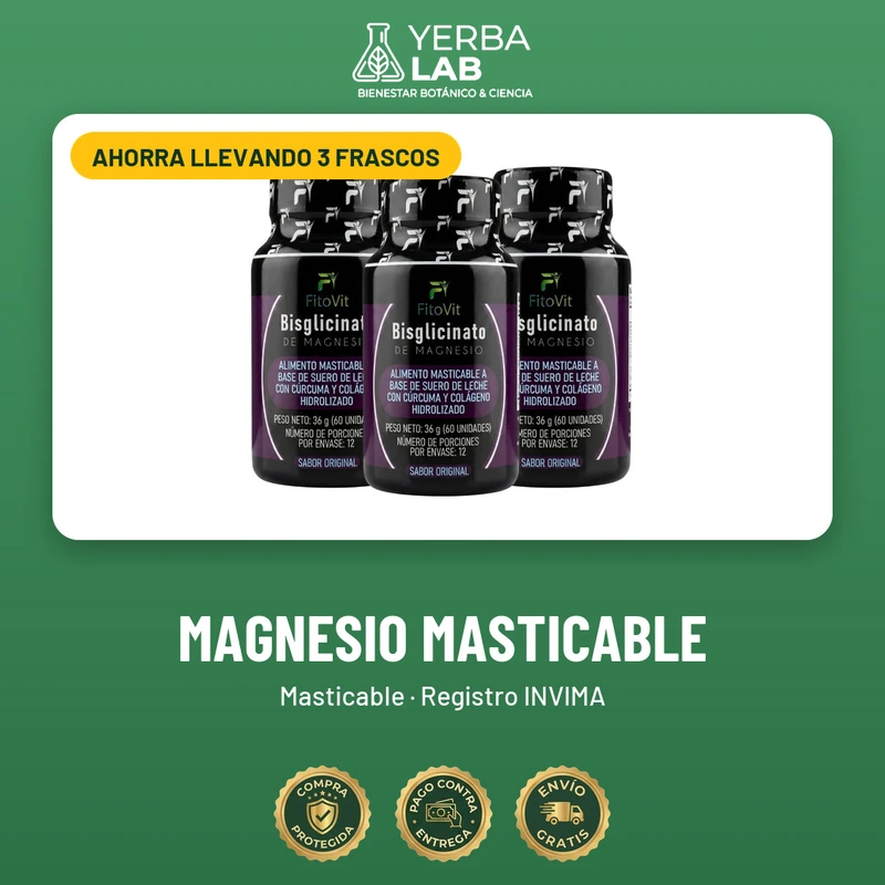 Magnesio masticable: Ahorra llevando 3 frascos, envío GRATIS, pago al recibir
