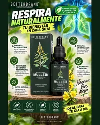 Póster del fabricante con los 5 beneficios: limpieza respiratoria, fortalece el sistema respiratorio, alivio natural, facilita la respiración y bienestar general